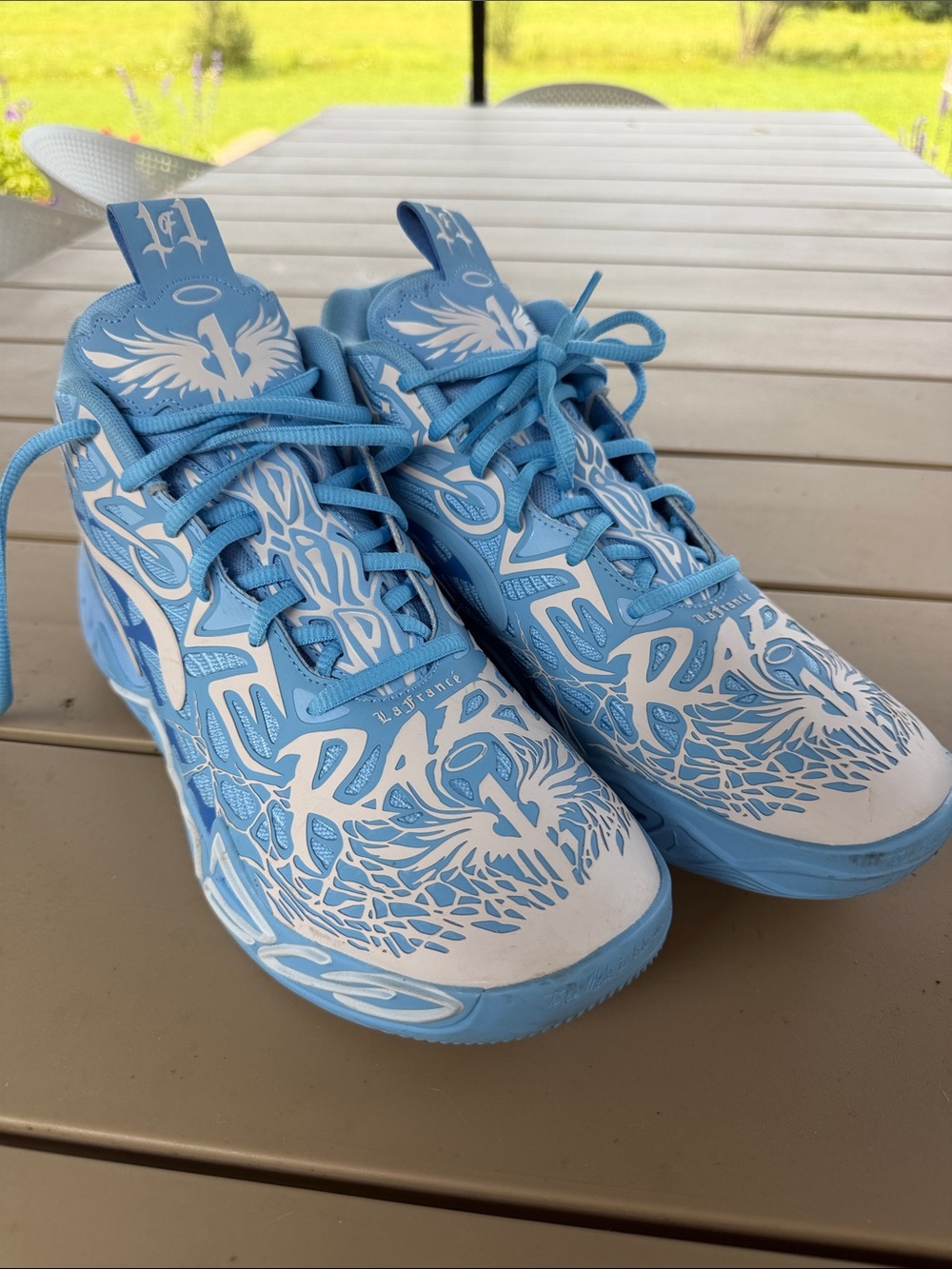 Puma MB.04 LaFrancé Lamelo Ball Light Blue and White Men's Graphic Sneakers